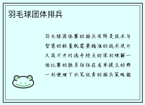 羽毛球团体排兵